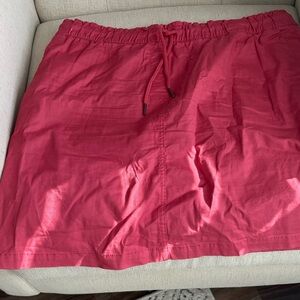 Salmon pink color drawstring Skirt Stretch Chino Skirt